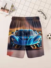 Shorts sportbil sommar barns 3d tecknad tryckta strandbyxor pojke cool t-shirt trend flicka festkläder barn