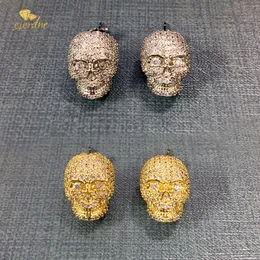 Hip Hop Diamond Skull Head Earstuds dla mężczyzn Mikro inkrustowane z cyrkonem Aaaaa Cyrring na kolorze kubański