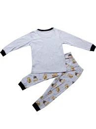 New Spring Autumn Children's Homewear Set Grey Long sleeved Pants Set Boys Girls Pajamas excavator Nightwear