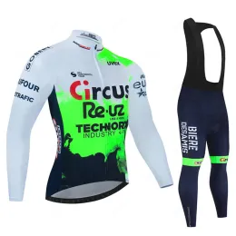 서커스 Wanty Fluorescent Green Long Sleeve Cycling Clothing Team Jersey Suit Suit Brockyable Bike MTB 의류 Ciclismo Maillot