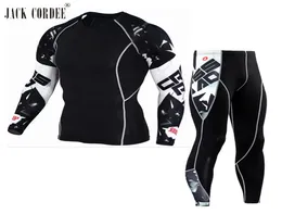 Jack Cordee 3D Print Men Set Set Compression Рубашки леггинсы базовый слой CrossFit Fitness Frand MMA с длинным рубашкой с тугим топсом 2627126