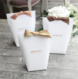 Vielen Dank an Merci Wrap Gift Hochzeit Geburts Friedensfeiertagbevorzugt Taschen handgefertigtes Artikel Tasche Süßigkeit Schmuck Krawatte Verpackung Faltbarer Box9240757