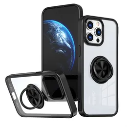 Neuer Ring Magnetic Car Mount Kickstand TPU Acryl PC Telefon zurück für iPhone 15 Pro Max 14 plus 13 12 11 xs max 15pro 14pro Protect Cover