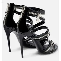 Slim Zipper Summer Women Sandals Fashion High Heel Sexy Nightclub Party Show Women's Shoes Storlek 35- 193 'S