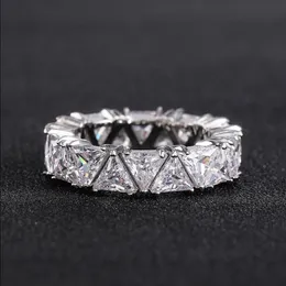 Eternity Triangle Ring 925 Стерлинговое серебро обручальные обручальные кольца для женщин для женских свадебных бриллианто
