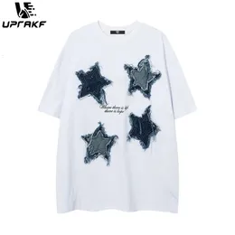 uprakf y2k tシャツ五gray虫のパッチワークストリートウェアヒップホップ特大のハラジュクルーズコットン半袖夏ユニセックス240521