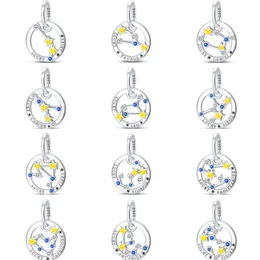 Pansole in argento in argento sterling di alta qualità 12 ciondolo di bracciale gemelli a sospensione zodiacale.