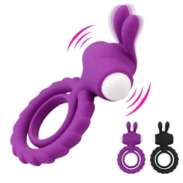 Doppio anello vibrante cazzo cazzo pene cockring silicone morbido giocattoli sessuali adulti per uomini coppie che migliorano l'erezione più dura 240524