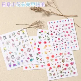 Beliebte Sommerblumennagelaufkleber im Internet, japanische kleine frische Nagelaufkleber, rosa Mädchennagelaufkleber Großhandel