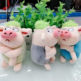 Ny Green Fur Pig Plush Toy Doll Keychain Söt dockan Par Bag Pendant Birthday Present Cartoon Angry Plush Pigs Keychains