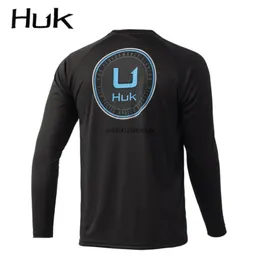 Abbigliamento da pesca Huk Mens Spettatura a maniche lunghe Selta di protezione UV Felpa traspirante camicie da pesca da esterno Camisa 240517