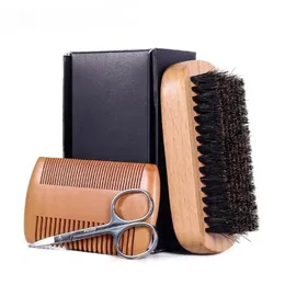 Profissional Boar Soft Bristle Wood Barba Brush cabeleireiro