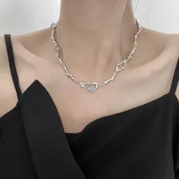 Irregular Outlier Design Pins Moonlight Stone Splicing Necklace for Women s Instagram High end Light Sweet Cool Collar Chain Intagram