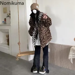 Kadın Kot Nomikuma Pantalones de Mujer Bahar Sonbahar Geniş Bacak Leopar Bölünmüş Hem Kadın Pantolon Harajuku Vintage Moda Günlük Baggy