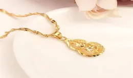 Dubai Real 24k Yellow Fine Solid gold GF Women Pendant Necklace Gold Color Jewelry Fortune gourd party wedding Gifts267v5960844