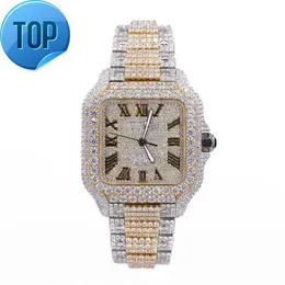 VVS automatico personalizzato di lusso D cinghia moissanite cinturino scintillante e orologio da donna Diamond in acciaio inossidabile giallo bianco