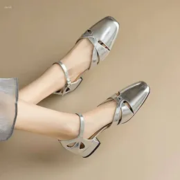 Golden Vintage S Roman Sier Sandals Женские сплит -кожаные туфли для женщин Ladies Summer Bugle Brap grap toe 30 сандало