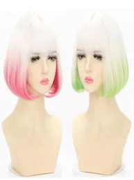 Outros suprimentos para festas de evento gradiente branca rosa peruca harajuku cabelo fria verde marrom curto curto kawaii lolita adulto chic meninas 7212105