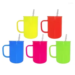 Tazze da 25 pezzi Colori al neon da 17 once di vetro sublimazione con succo di succo di succo di succo di succo di borosilicato cucchiai di coperchi in plastica color caffè