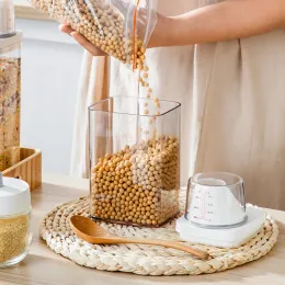 Contenitori per alimenti ermetici Contenitori di plastica Organizzatore in plastica Serbatoio di stoccaggio di cereali di cereali con organizzatore di cucine di misurazione