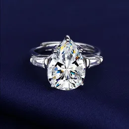 Luxus Wassertropfen 6CT Labor Diamantring 925 Sterling Silber Engagement Ehering -Ringe für Frauen Braut Fine Party Schmuck Xuaab