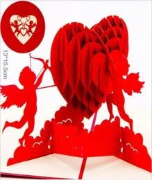 Love 3D Pop Up Cards Valentines Day Gift Carto cartolina con adesivi busta Invito di nozze Anniversario delle carte di auguri per il suo GB64428175