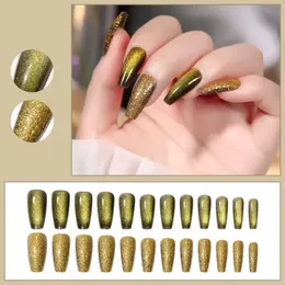 Wholesale of Shiny Cat Eye Nail Products Summer Wearing Nail Enhancements Short and Advanced Nail Tips Detachable False Nails