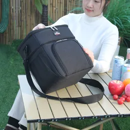 Factory sales fashion shoulder bag simple double-layer fresh-keeping insulation ice bag waterproof insulation lunch box opening storage insulation handbag 8094#