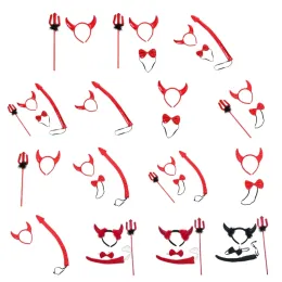 Комплекты для костюмов дьявола Хэллоуин Партия Парапеи Дьявол Уши с повязкой на голову бабочка для бабочки хвостовые сет