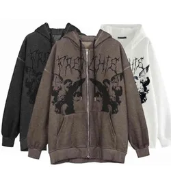 2021 Y2K Winter Hoodies Ropa Grunge Whotshirts Goth Tops Одежда винтажная эстетическая эмо -эмо напитывает свитер -свитер.