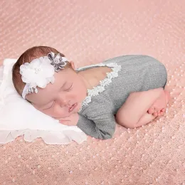 3 Stück Neugeborenen Fotokostüme - Gestrickte Strampler Mit Mütze & Puppe