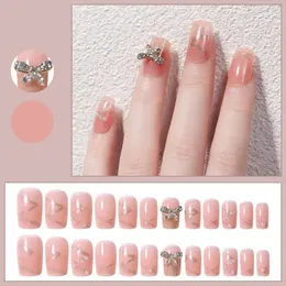 Falska nagellappar för att bära naglar Summer Gold Powder Futterfly Nail Patches för nagelförbättring Grossist av färdig handmad