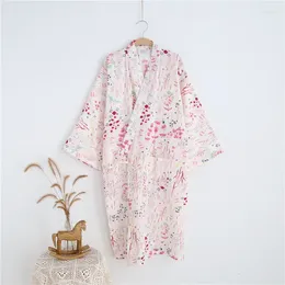 Home Clothing Japanese Kimono Summer Wear Bathrobe Sleepwear Women's Cotton Robe V-neck Dressing Gown Batas De Dormir Para Mujer