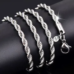 Yhamni 100% original 925 Silverhalsband Kvinnor Män gåva smycken 3mm 16 18 20 22 24 26 28 30 Inch Twist Rope Chain Necklace YN89 236J