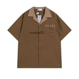 Rhude Shirt Classic Rhude Shirt Summer Heavy FabricカップルファッションデザイナーTシャツブランドPolos Shirts Men Po for Mens New Style High Qualith Polo Shirt USサイズ539