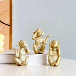3Pcs Creative Small Animal Statue Desktop Decor Resin Craft Monkey Suit Ornaments Miniature Lovely Figurine 240527