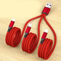 3 I 1 flera laddningssladdar USB till dubbel typ C Micro USB -anslutning Fast laddningskabel för mobiltelefoner tabletter och mer