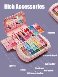 Kit Kids Beauty Toys Makeup Kit Little Bag Washable Finque Play Cosmetic Set Toys com espelho Gretos de aniversário segura não tóxicos