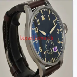 Herren Sport Watches Neue 42 -mm -Big Montre D 'Aviateur Black Dial 510401 Automatische Herren Watch Silver Case Lederband High Qua 258J