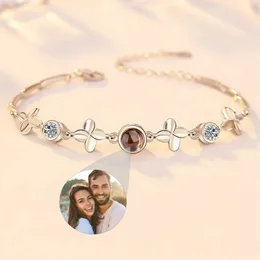 925 Sterling Silver Projection Po Bracelet Personalized Heart Pendant Bracelet Memorial Jewelry Birthday Valentines Day Gift 240527