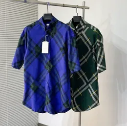 Herrkvinnor Casual Beach Shirts Men Short Sleeve Classic Checkered Stripes Shirt Man Blus Fashion Hawaii Floral Print Luxury Designer Dress Shirt europeisk storlek