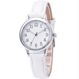 Partihandel Clear Numbers Fine Leather Strap Quartz Womens Watches Enkla eleganta studenter Titta på 31 mm Dial Wristwatches Ladies Gift 247C