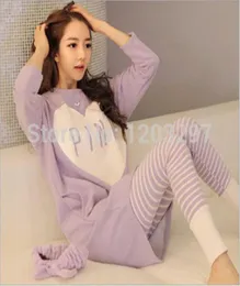 Whole New Arrival Cheap Worth Autumn And Winer Casual Print Pajamas Sets For Women Long Sleeve Pijama Feminino Loose Sleepwea5223342