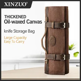 Xinzuo Thick Canvas折りたたみシェフバッグ鍵板ナイフバッグクッキングバッグ耐久性のあるナイフストレージバッグハンドバッグ240506