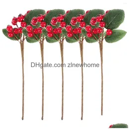 Декоративные цветы венки 5 шт. Искусственные ягодные черенки рождественские украшения