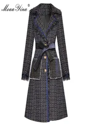 Women039S Trench Płaszcze MOAAYINA Projektantka mody Woolen Clata Windbreaker Overcoat Autumn Women Single Breasted Tassel Long SLE2438653