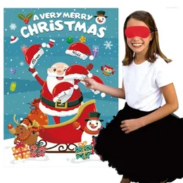Party -Dekoration Weihnachtsspiele Kid DIY Aufkleber Pin die Nase auf Snowman Hat Santa Erwachsener Augenbinde Aktivitäten G5AB