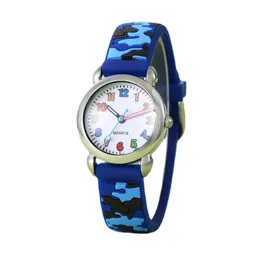 Zegarki dziecięce nowe kreskówki Dzieci Watch Ocean Oasis Oasis Desert Sky Camuflage Pasek Kolorowe liczby kwarcowe zegarek dla dzieci dziewczyn