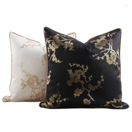 Travesseiro dunxdeco clássico chinês capa capa de blossom capa decorativa de cor de sofá de cor de marfim preto cadeira de cama counsin
