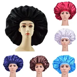 1 Pc Premium Elastic Band Extra Large Satin Silk Bonnet Sleep Cap for Unisex Head Wrap Brimmed Night Hat Bath Cap